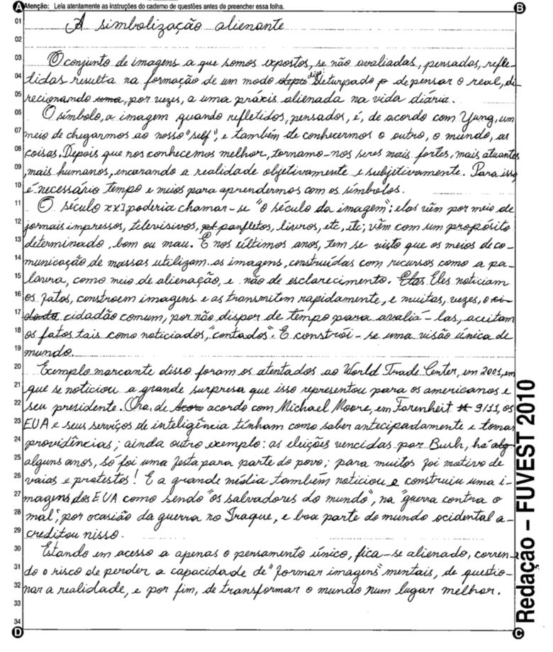 Melhores redações da Fuvest 2010: 'A simbolização alienante'