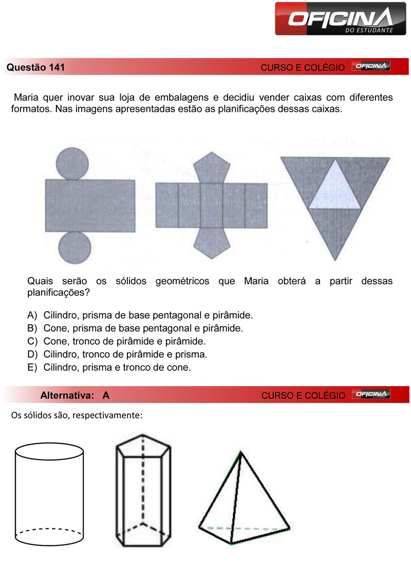 Enem 2012: corre&ccedil;&atilde;o da quest&atilde;o 141