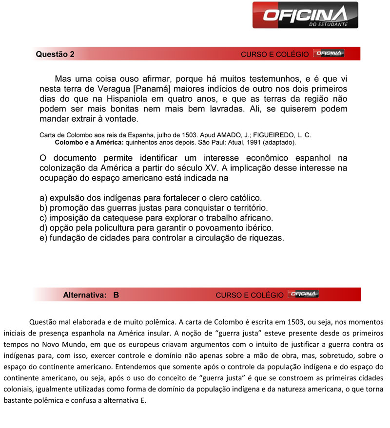 Enem 2012: corre&ccedil;&atilde;o da quest&atilde;o 2