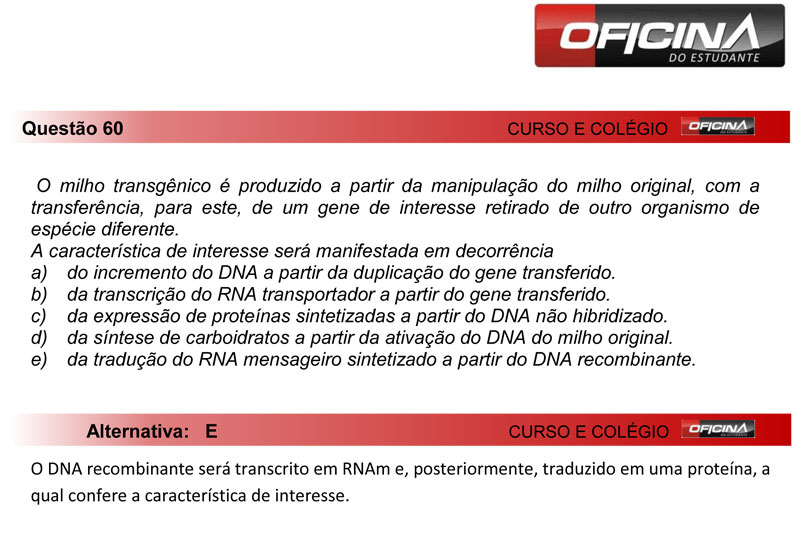 Enem 2012: corre&ccedil;&atilde;o da quest&atilde;o 60