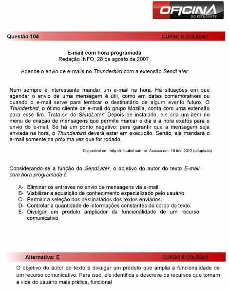 Enem 2012: correção da questão 104