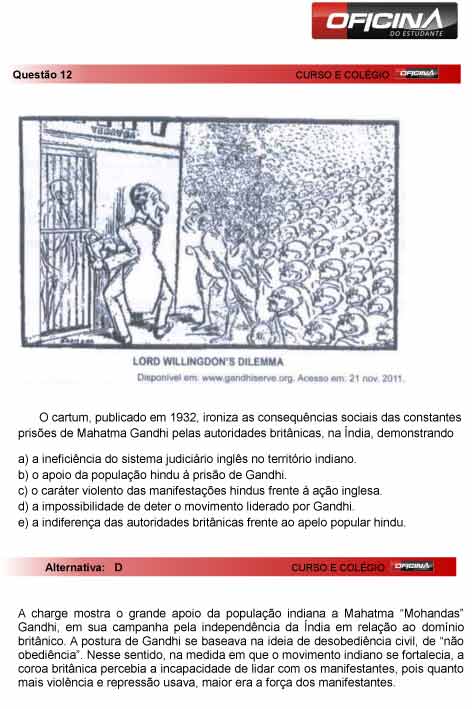 Enem 2012: corre&ccedil;&atilde;o da quest&atilde;o 12