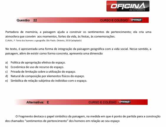 Enem 2012: corre&ccedil;&atilde;o da quest&atilde;o 22