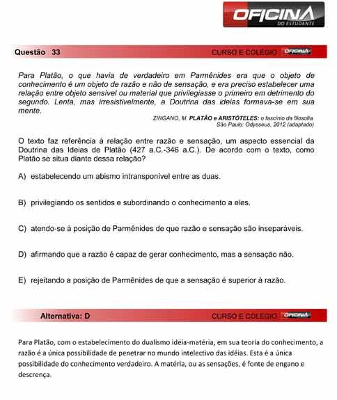 Enem 2012: corre&ccedil;&atilde;o da quest&atilde;o 33