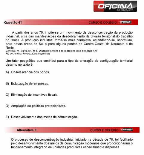 Enem 2012: corre&ccedil;&atilde;o da quest&atilde;o 41