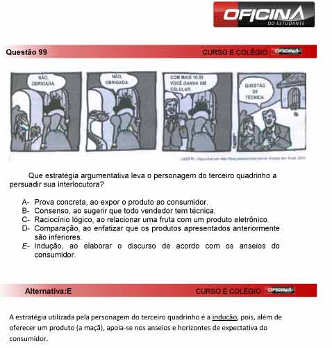 Enem 2012: corre&ccedil;&atilde;o da quest&atilde;o 99
