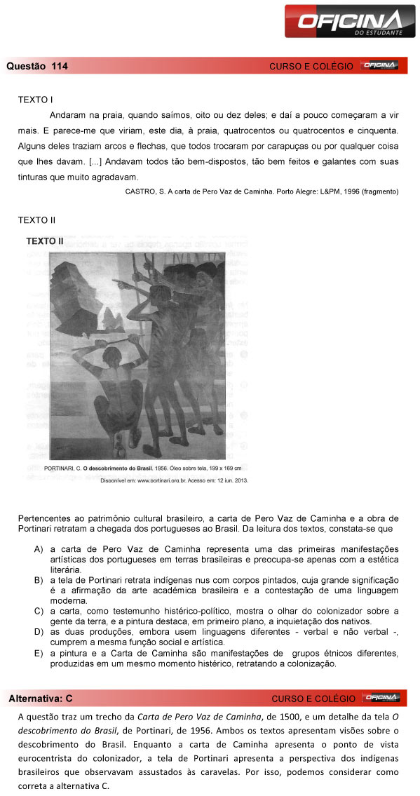 Enem 2013 – Correção da questão 114 – Linguagens e Códigos
