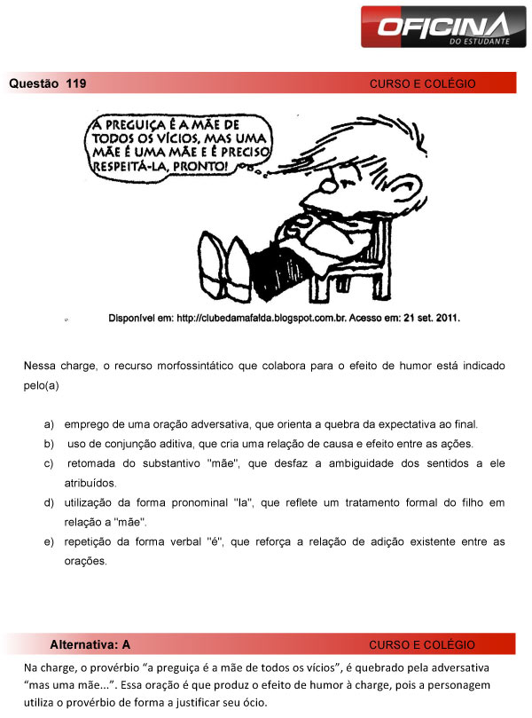 Enem 2013 – Correção da questão 119- Linguagens e Códigos