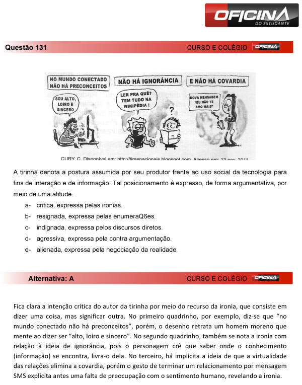 Enem 2013 – Correção da questão 131 – Linguagens e Códigos