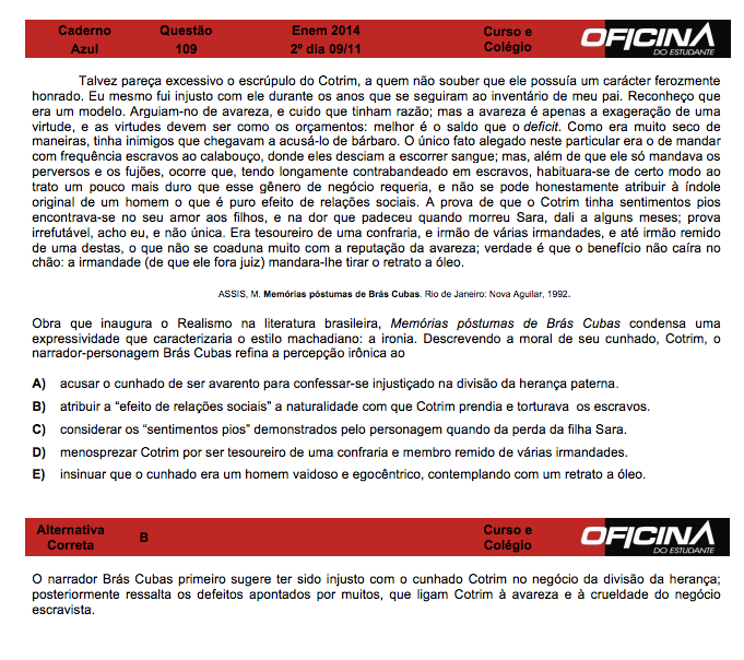 Enem 2014: correção da questão 109