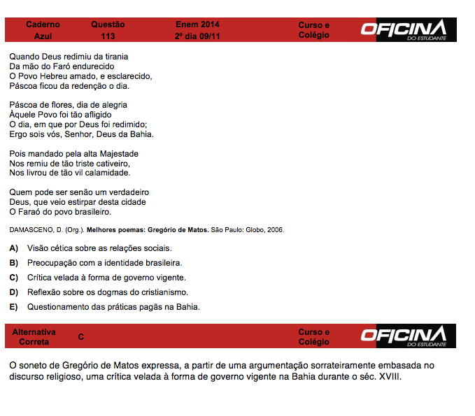 Enem 2014: correção da questão 113