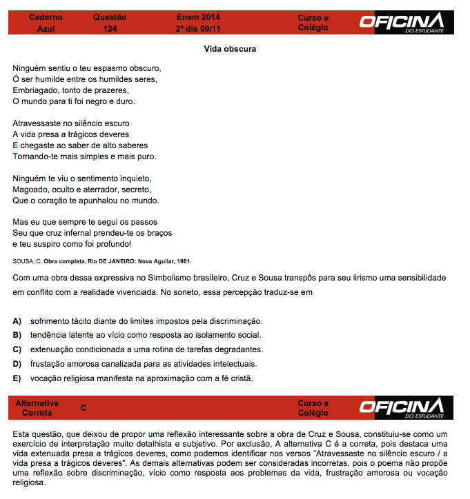 Enem 2014: correção da questão 124