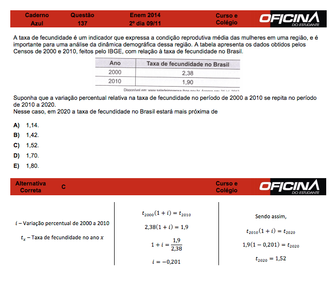 Enem 2014: correção da questão 137