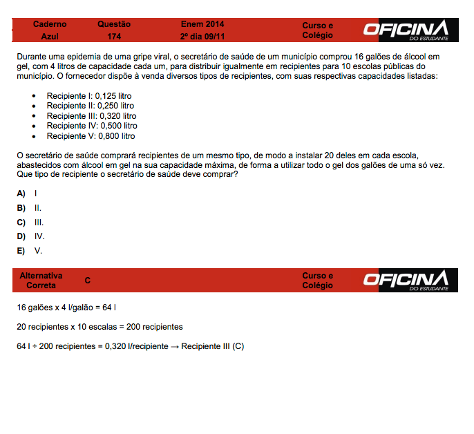 Enem 2014: correção da questão 174