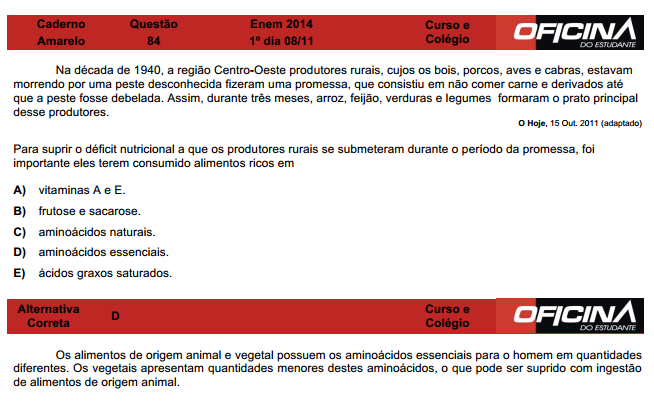 Enem 2014: correção da questão 84