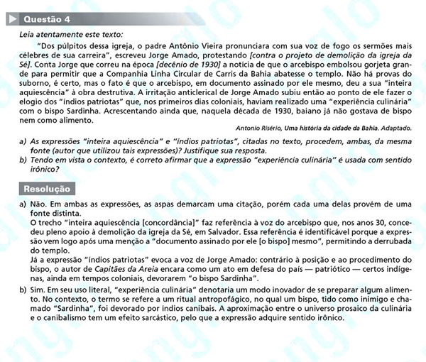 Fuvest 2012: Questão 4 (segunda fase) – língua portuguesa