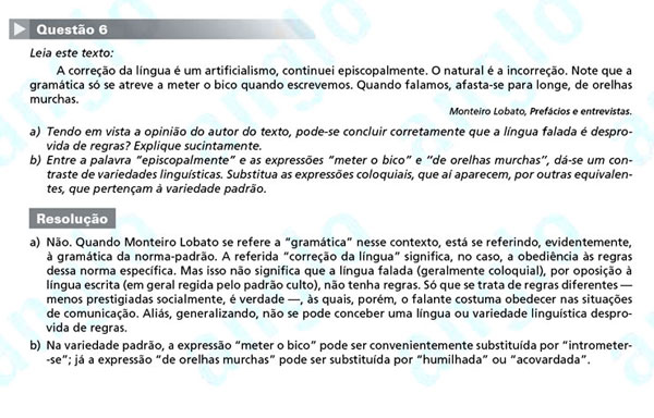 Fuvest 2012: Questão 6 (segunda fase) – língua portuguesa