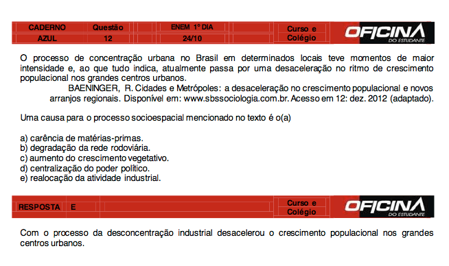 Enem 2015: correção da questão 12