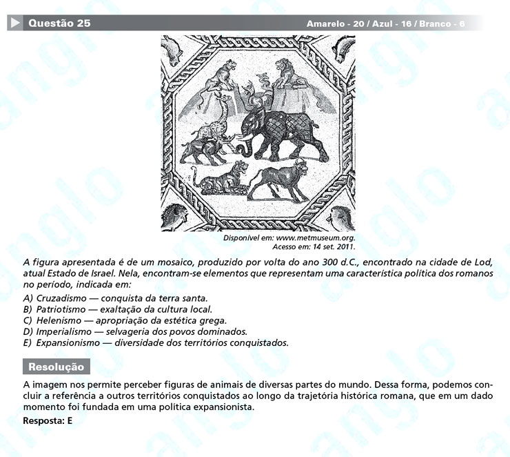 Enem 2012: corre&ccedil;&atilde;o da quest&atilde;o 20