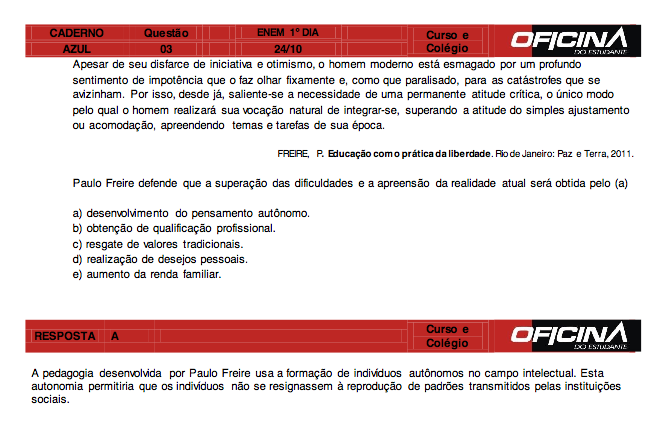 Enem 2015: correção da questão 3