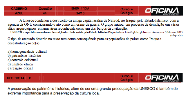 Enem 2015: correção da questão 44