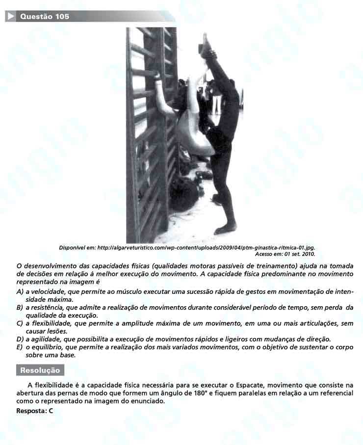 Enem 2010: Questão 105 – Linguagens e Códigos (prova amarela)