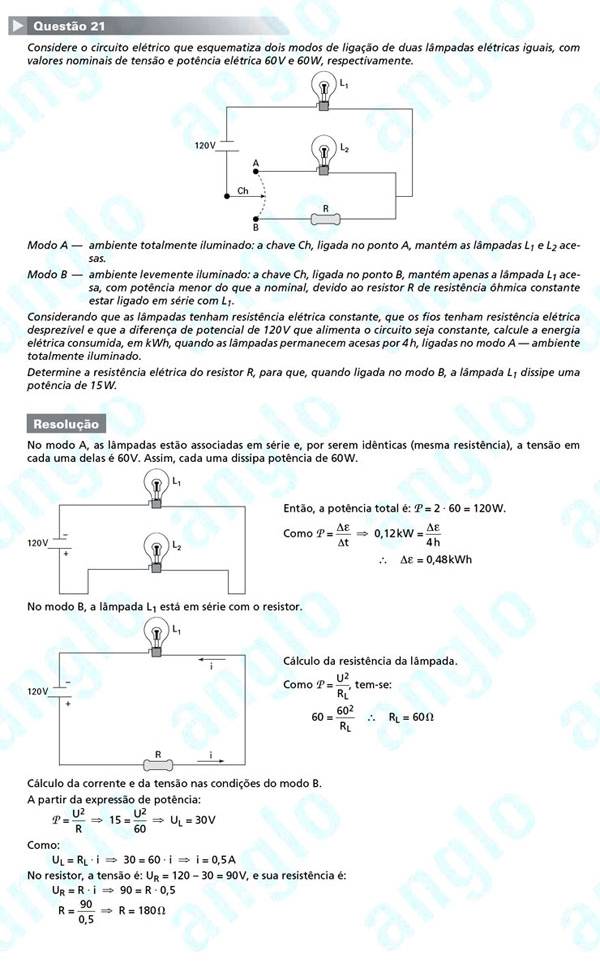Unesp 2012 – segunda fase: questão 21 – Ciências da Natureza