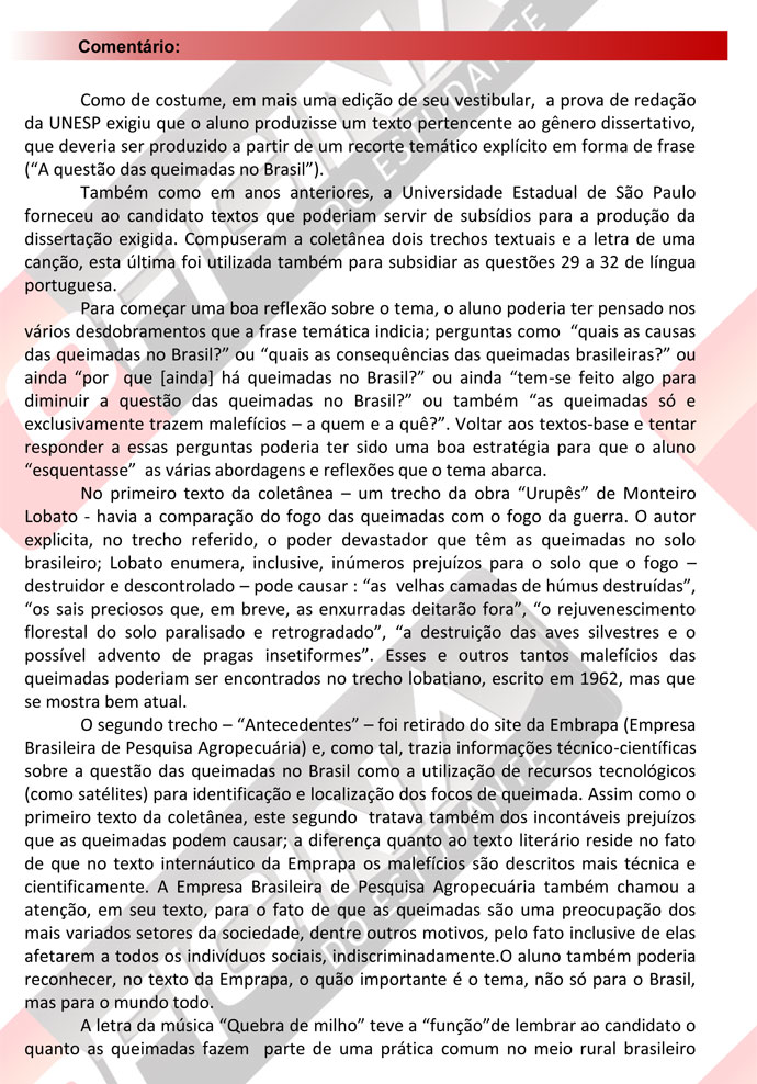 Unesp 2012/2 – segunda fase: redação