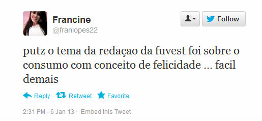 Tema de redação da Fuvest 2013 foi o consumismo