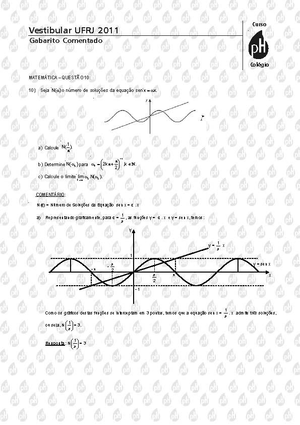 UFRJ 2011: Quest&atilde;o 10 &ndash; Matem&aacute;tica