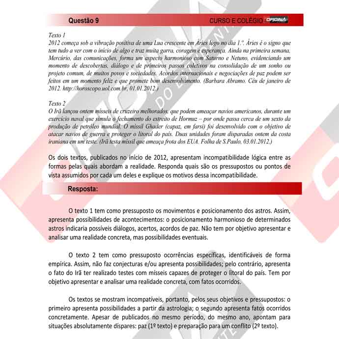 Unesp 2012/2 – segunda fase: questão 9