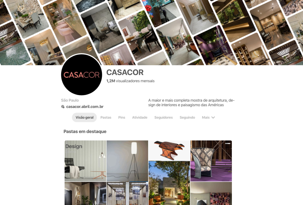 Pinterest da CASACOR atinge mais de 1,2M de visualizadores mensais!