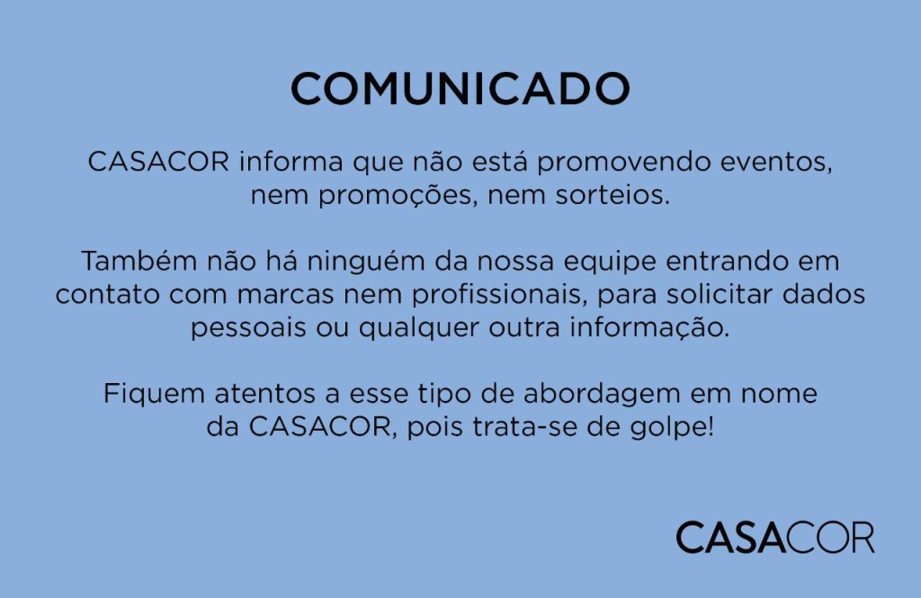 Mensagem divulgando eventos e promoções da CASACOR no Whatsapp é fraude